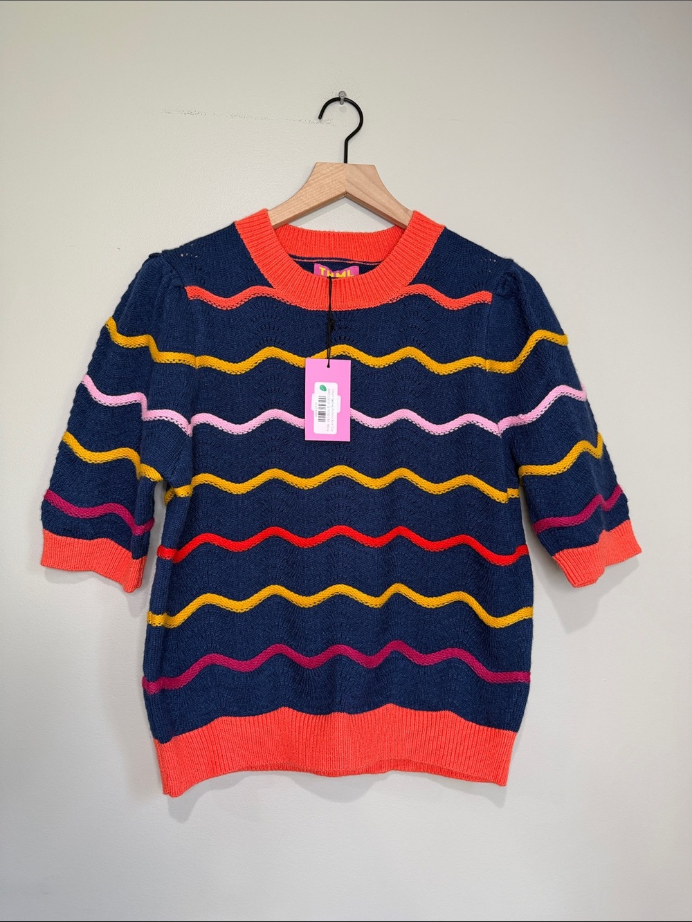 NWT THML Short Sleeve Pattern Knit Top Medium